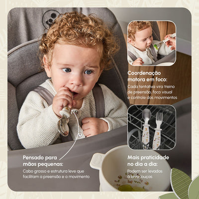Kit de Talheres Infantil Tiny Love Boho Chic - Leves, duráveis e fáceis de limpar