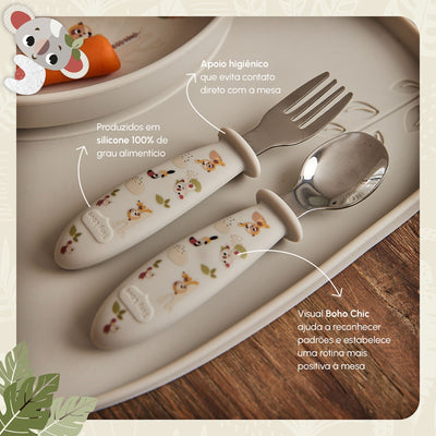 Kit de Talheres Infantil Tiny Love Boho Chic - Coordenação motora em desenvolvimento