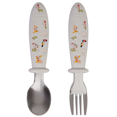 Kit de Talheres Infantil Tiny Love Boho Chic - Seguro, confortável e ideal para o uso diário